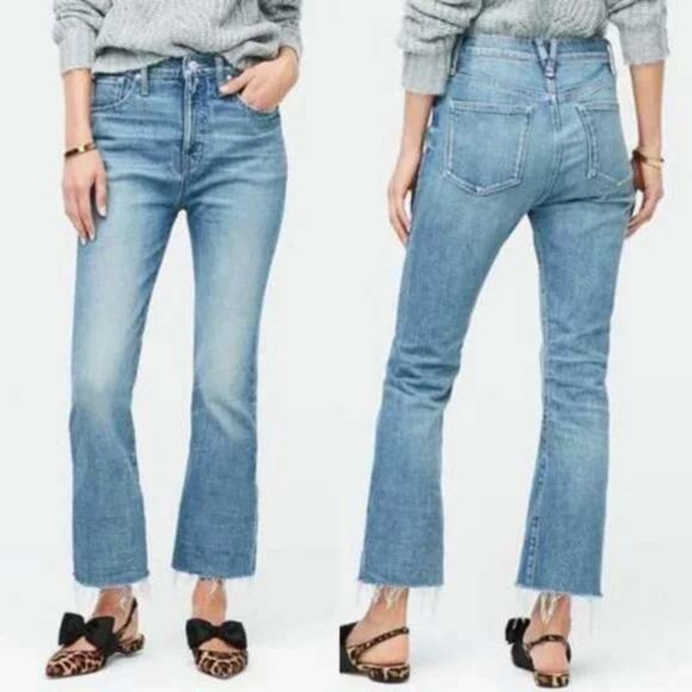 POINT SUR Kick Out Crop Jeans 11" High Rise Waist Raw Hem J Crew Women's Size 26